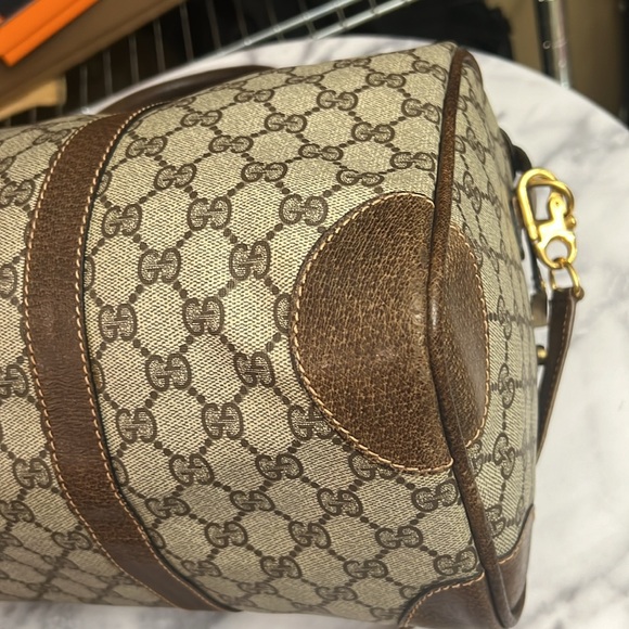 Vintage Gucci | GG Monogram Weekender Duffle Boston Bag w/ Built-In Lock - Picture 12 of 17